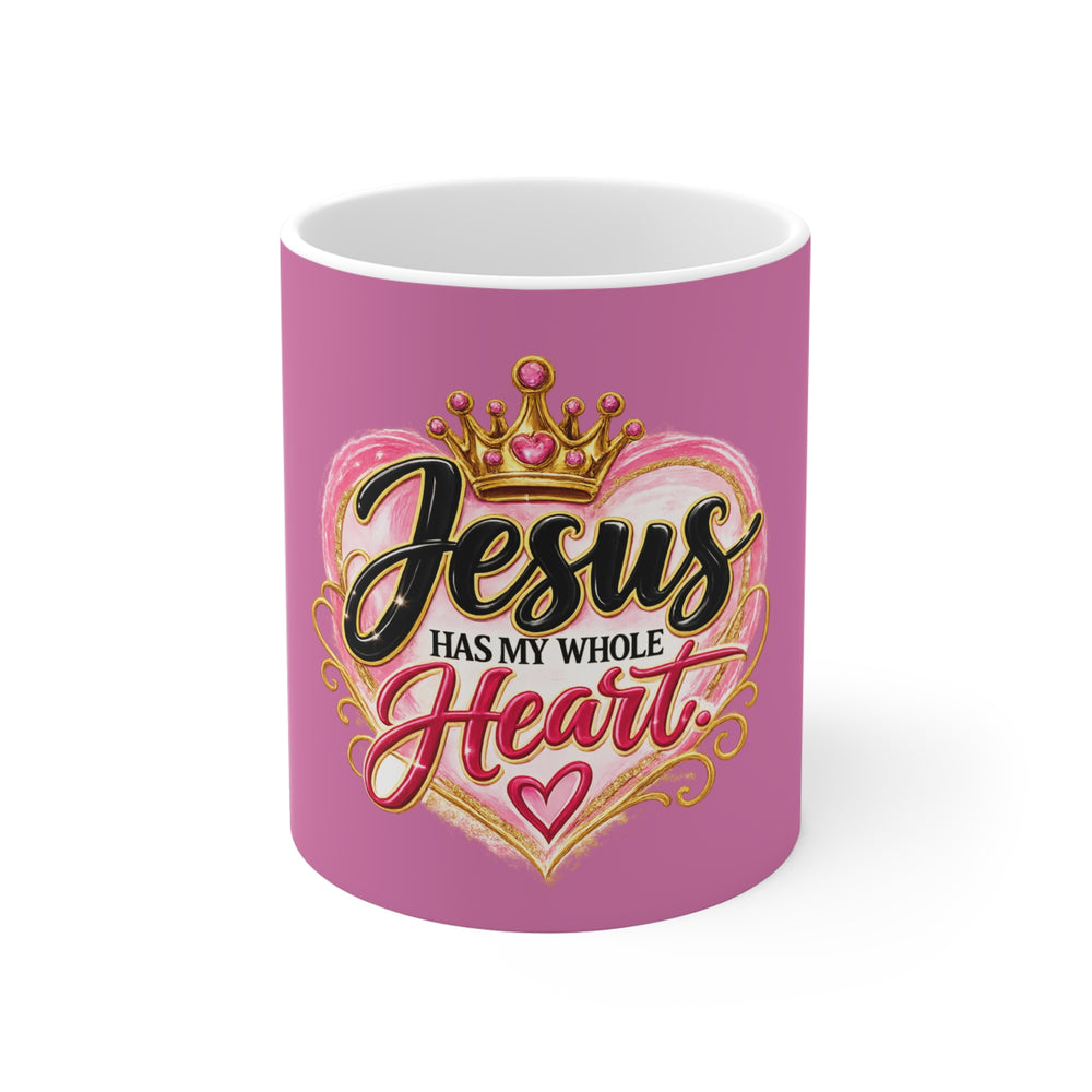 Jesus Has My Heart Classic Pink Mug 11oz
