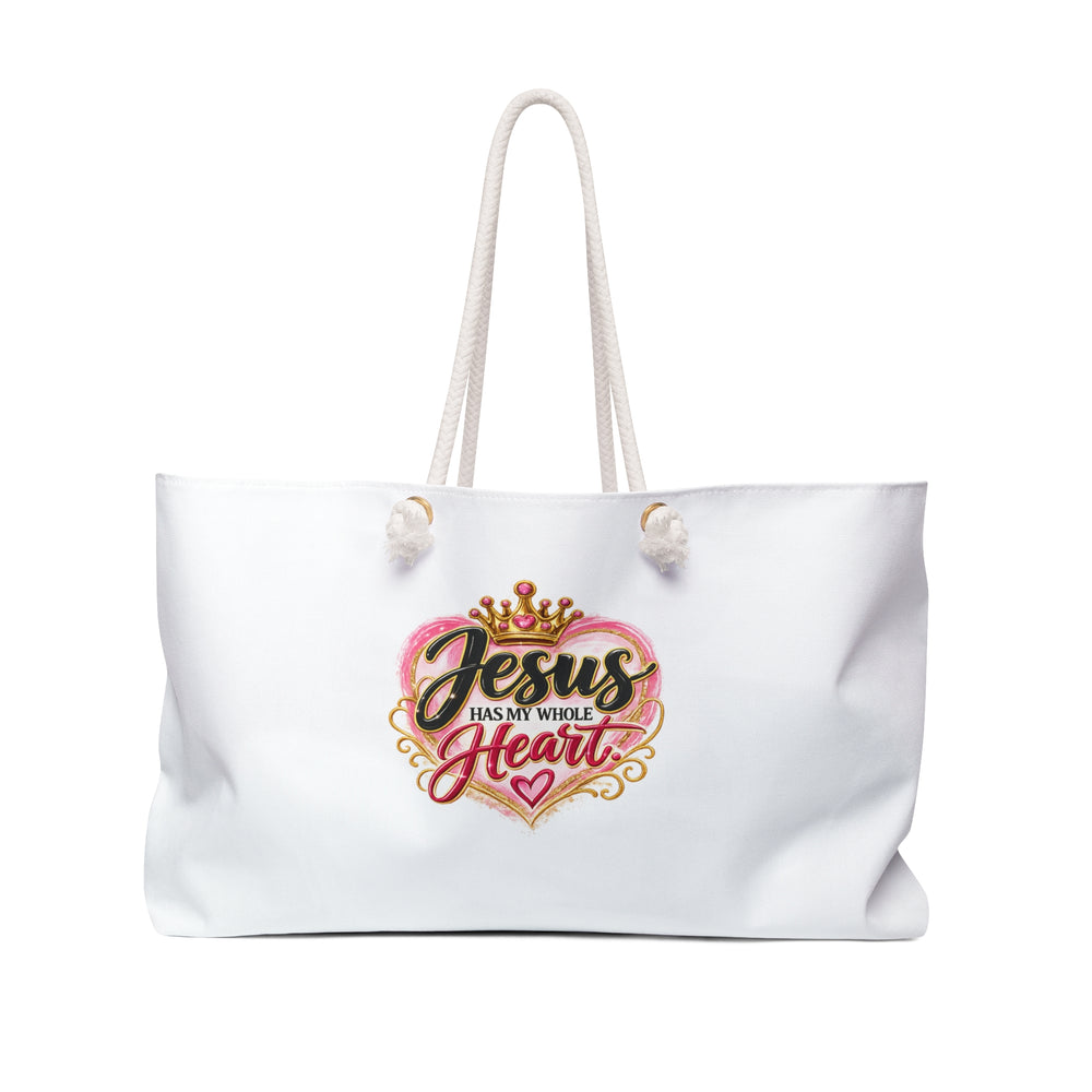 Jesus Loves Me White Weekender Bag