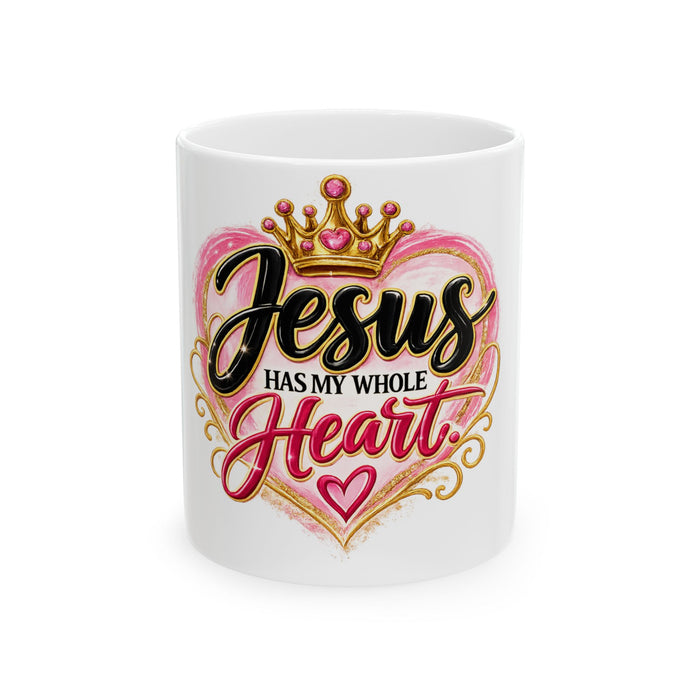 Jesus Has My Heart Classic White Ceramic Mug, (11oz, 15oz)