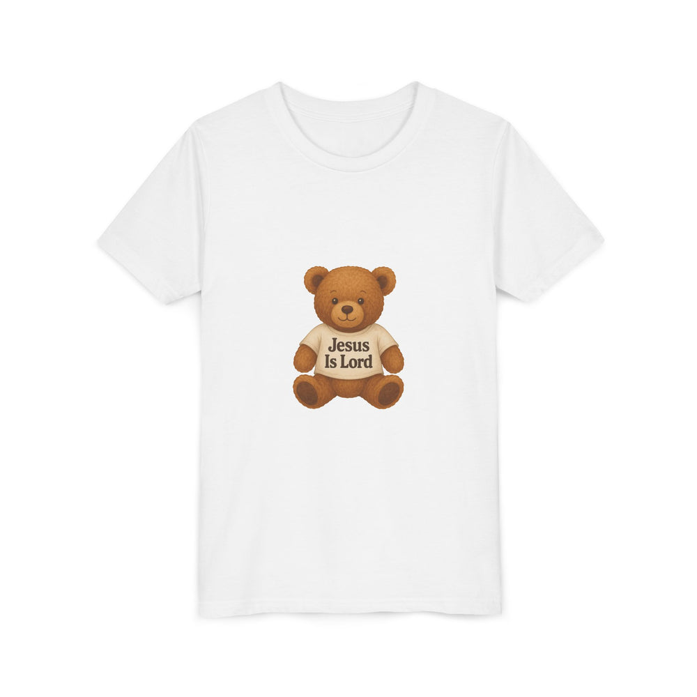 Youth Tee — Teddy Bear "Jesus Is Lord" Christian Kids Shirt